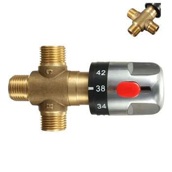 

1pcs Brass Thermostatic Mixing Valve Bathroom Faucet Temperature Mixer Control Thermostatic Valve Home Improvement