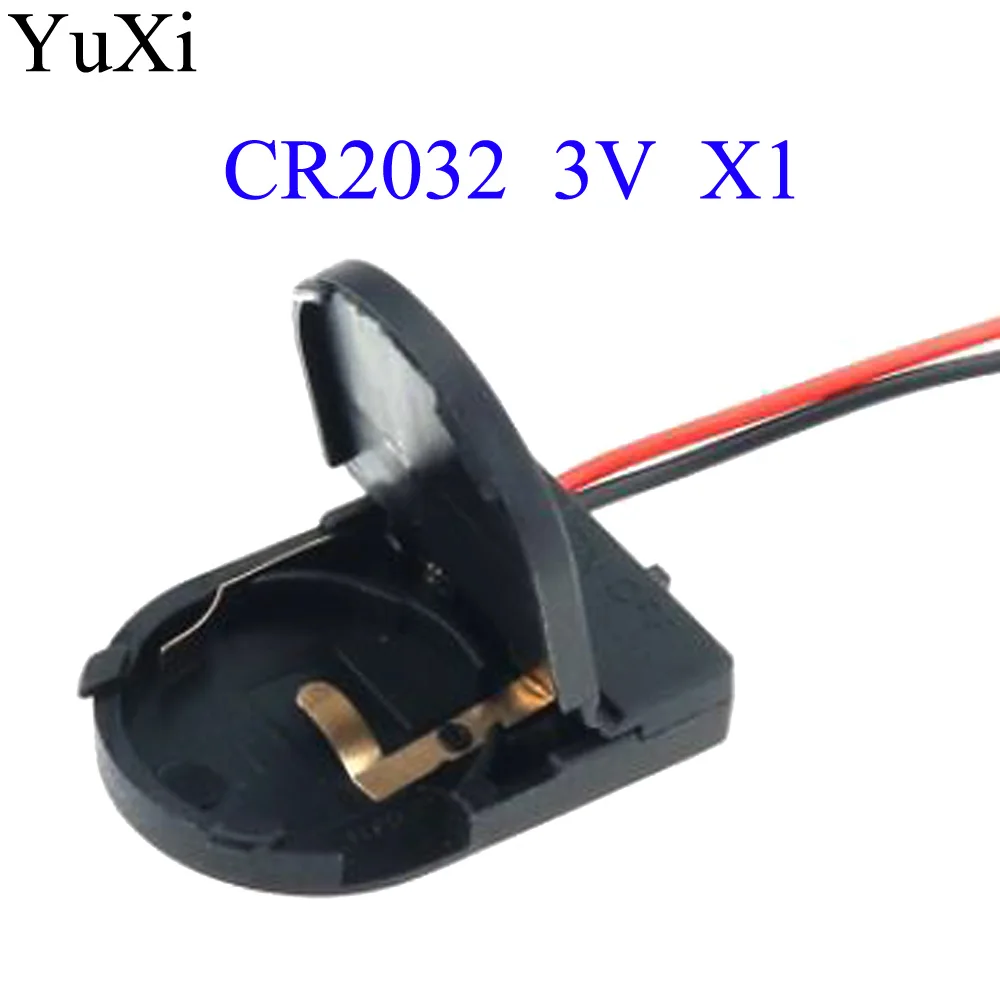 YuXi 1 шт. черный CR2032 Кнопка монета ячейки батарея гнездо держатель Чехол с