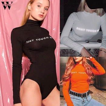 

Womail Women bodysuit sexy fall body reflective cotton street clothes letter one piece office bodycon romper short club holiday