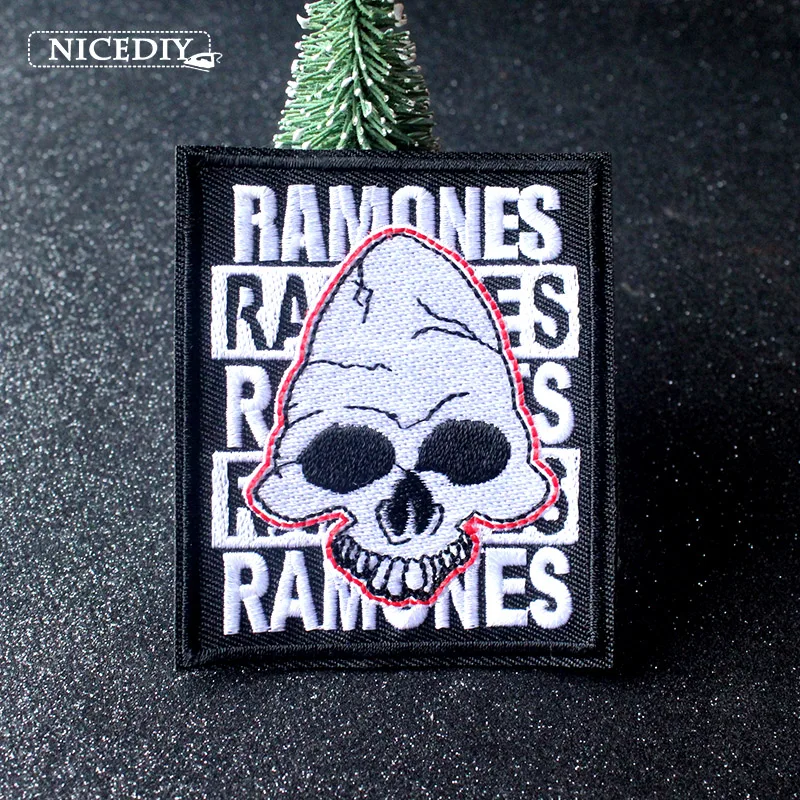 

Nicediy Punk Rock Bands Patches Iron On Patch For Clothes Metal Bands Stripes Embroidered Badge Stickers Skull Applique Washable