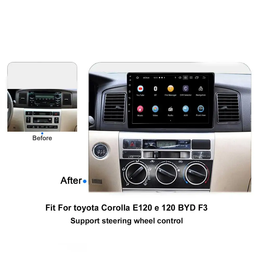 Cheap FUNROVER 2.5D+IPS Android 9.0 2 din car radio gps Multimedia player For TOYOTA Corolla E120 BYD dvd navigation navi stereo RDS 1