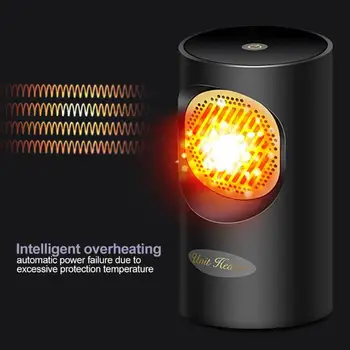 

300W Mini Electric Heater 7-blade Vortex Wide Angle Desktop Household Touch Screen Warm Machine Bathroom Appliances