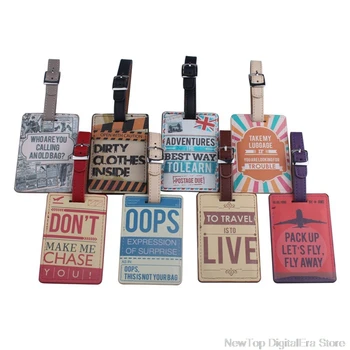 

PU Suitcase Luggage Tags Name Address Holder Identifier Label Tag with Strap Gift Jy13 20 Dropship