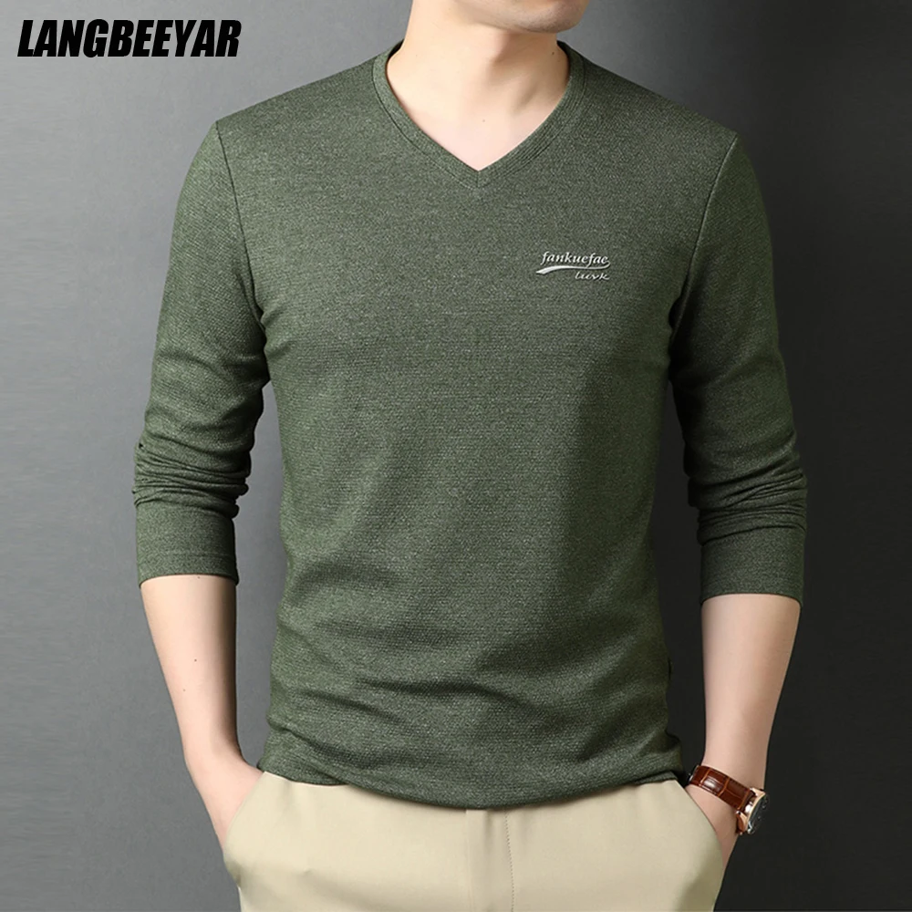 Solid Color Plain V Neck Long Sleeve 