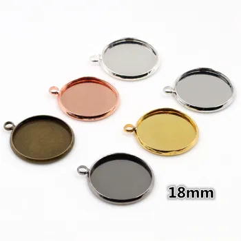 

18mm 10pcs Brass Material 6 Colors Plated Cameo Setting Base Cabochon Setting Connector High Quality