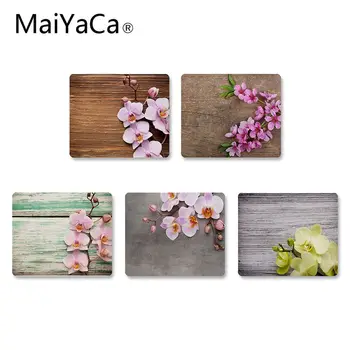 

MaiYaCa Beautiful pink orchids on wooden background Rubber Mouse Pad DIY Design gaming Mouse pad Rug For PC Laptop Notebook