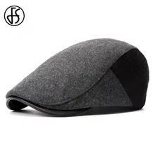 FS, осенне-зимний хлопковый берет, шапка для мужчин, регулируемая, плюща, газетчик, плоская кепка, черный, серый, шерстяная, Повседневная Кепка s