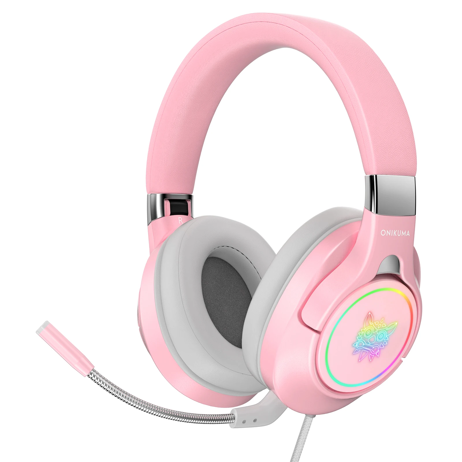 Pink Gaming Headphone 3.5mm Wired HD Surround Stereo Sound Earphone USB RGB Over-Ear Lightweight Headset With Microphone | Электроника