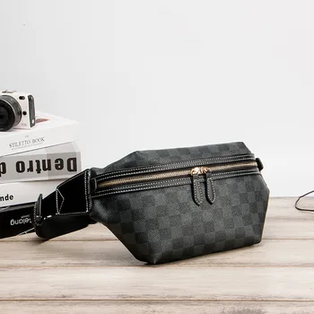 

Classical Lattice Fanny Waist Bag Man&women Casual Leather Chest Bag Outdoor Sports Zipper Shoulder Bag Travel Beach Belt Bag