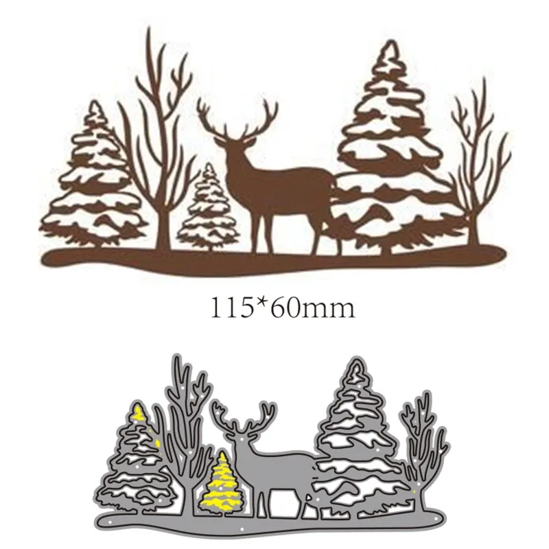 

Metal cutting dies cut die mold Deer and tree decoration Scrapbook paper craft knife mould blade punch stencils