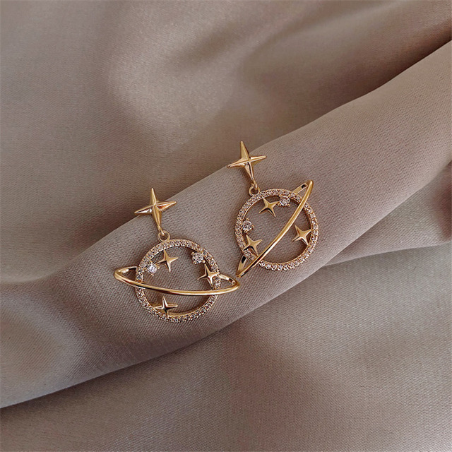 Fashion Star Moon Earrings For Women Asymmetrical High Sense Earrings Exquisite Earring 2021 Trend Jewelry