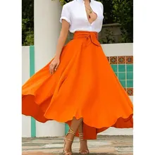 Женские винтажные юбки с высокой талией, женские Макси плиссированные юбки, Длинные Макси модные юбки, женские длинные одноцветные юбки