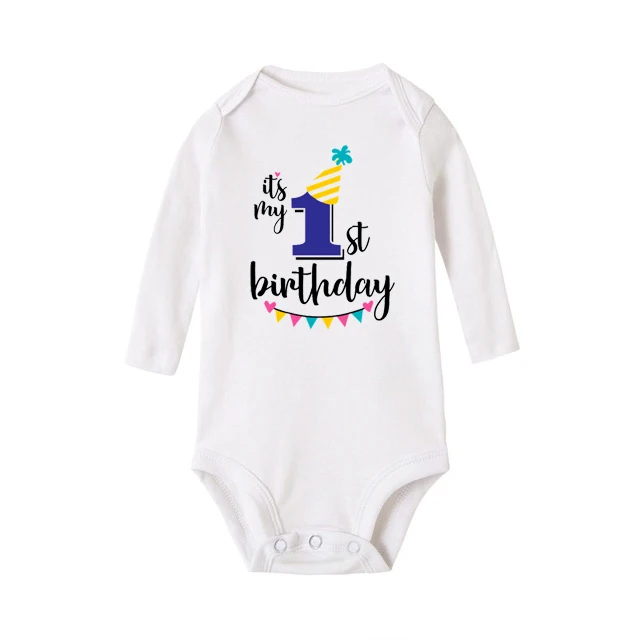 A2 It's My First Birthday/боди для новорожденных, боди с длинными рукавами для маленьких мальчиков, хлопковые комбинезоны для маленьких девочек, детские комбинезоны для дня рождения, одежда - Цвет: A2