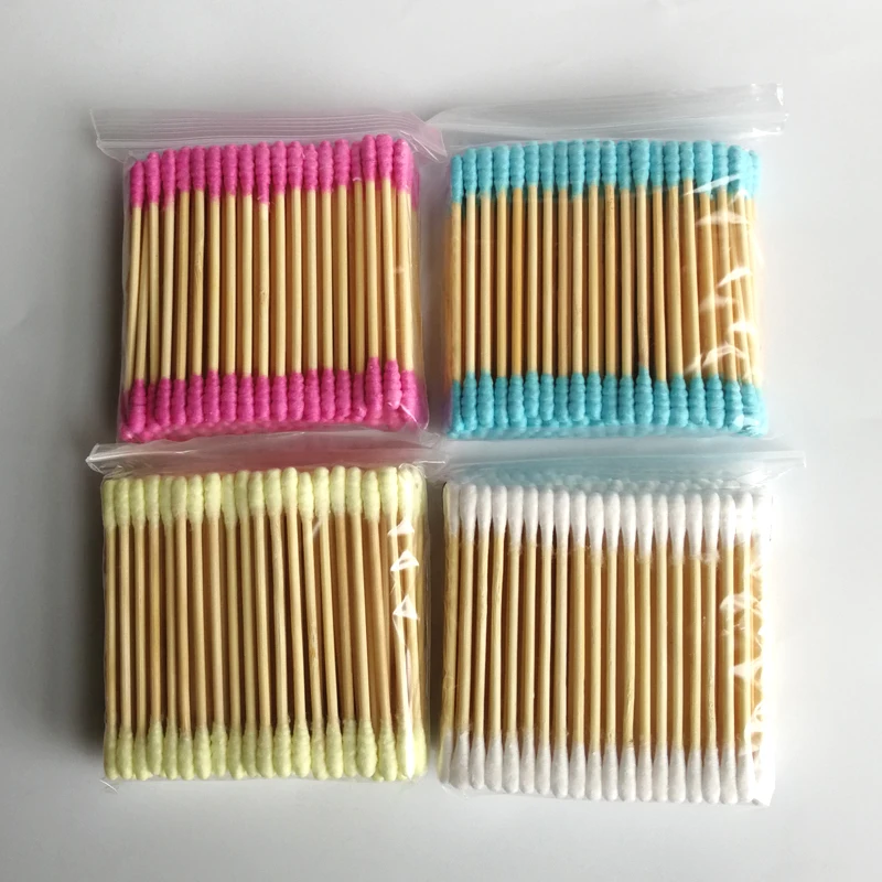 100Pcs/Pack Colors Double Head Cotton Swab Women Makeup Cotton Buds Tip for Wood Sticks Nose Ears Cleaning Health Care Tools 4