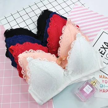 Sexy Sweet Lace Wireless Women‘s Bras Soft Underwear Gather Push Up Brassiere Hollow Out Female Seamless Bralette Big Lingerie 1