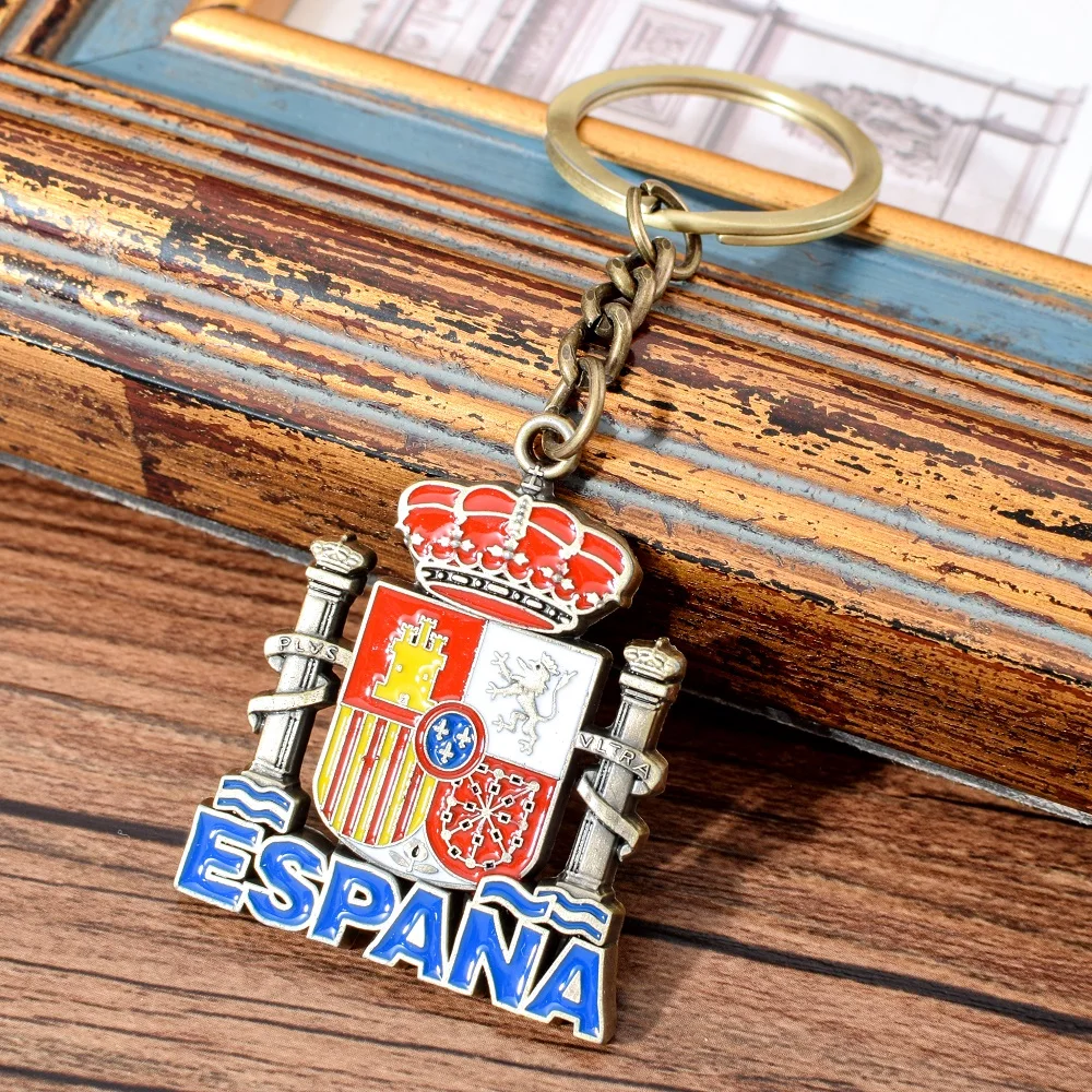 Vicney новейший Винтажный стиль Испанский эмблема брелок синий цвет ESPANA брелок для мужчин и женщин Испания сувенир из поездки подарок друг
