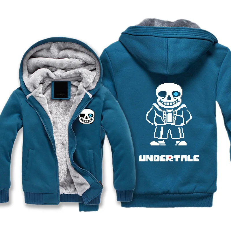 Мужская Утепленная Толстовка undertale sans man cosplay с принтом на молнии, куртка, зимние толстовки, пальто, длинный рукав, повседневная с капюшоном