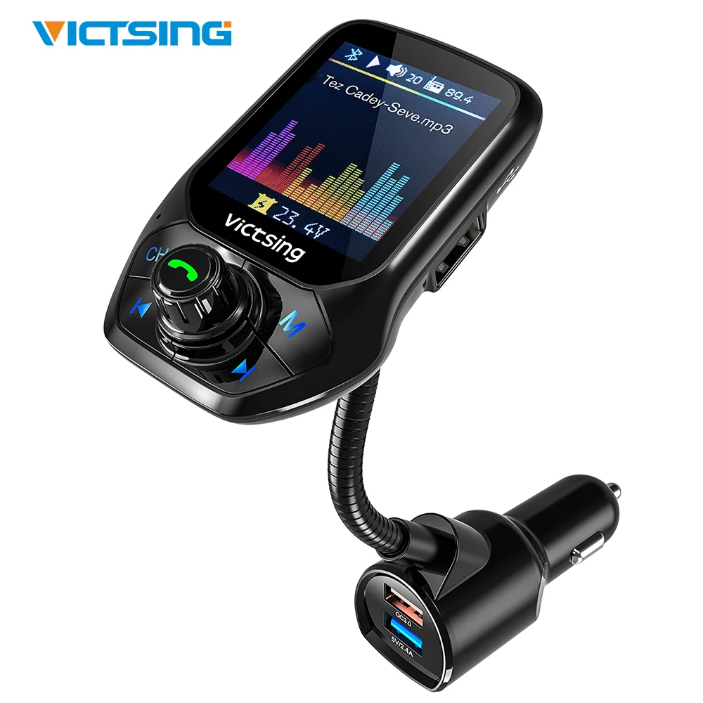 Bluetooth адаптер VicTsing FM передатчик с 3 USB портами Handsfree QC3.0 быстрая зарядка