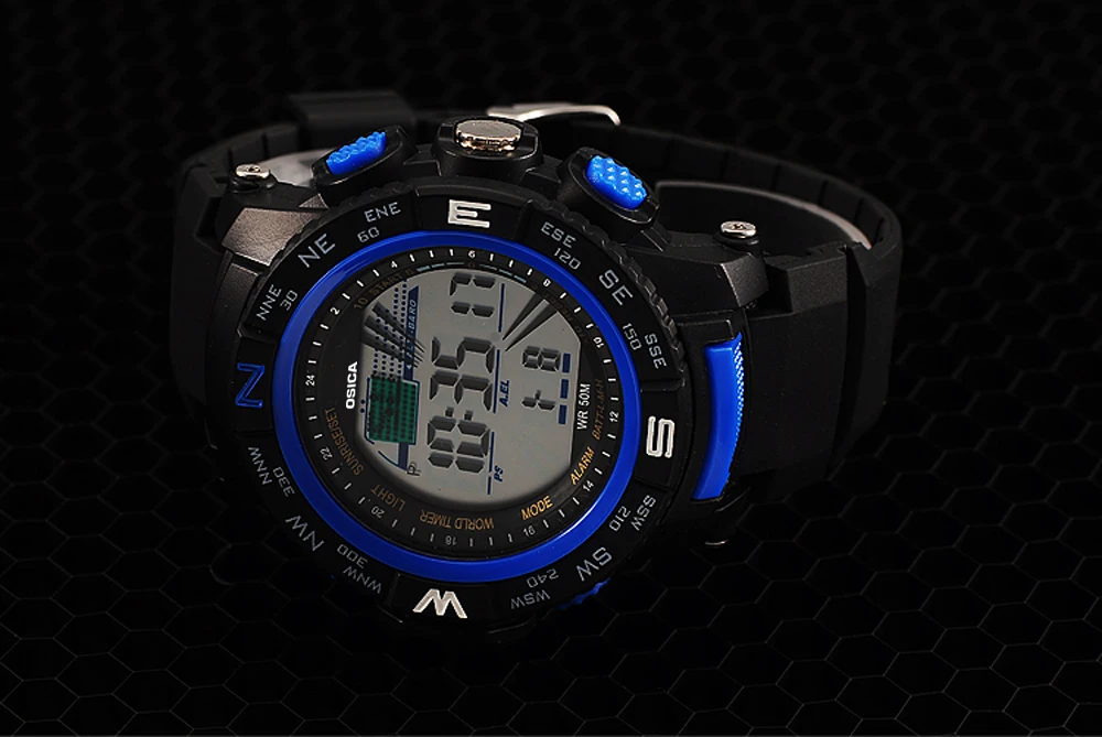 Новые цифровые часы с хронографом OSICA, водонепроницаемые спортивные часы, светодиодный таймер, силиконовые ЖК-часы