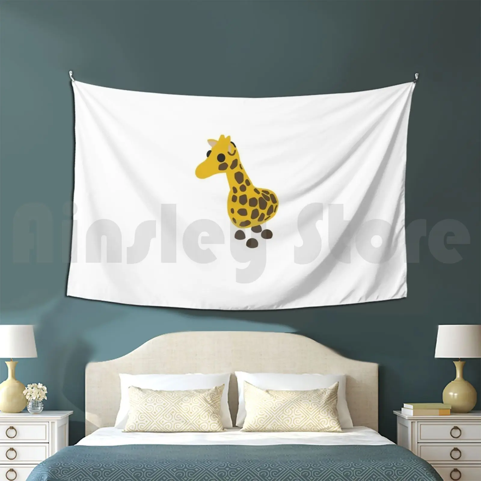 Giraffe Tapestry Living Room Bedroom Cute Girafe Animal Animals Adopt Me Baby Yellow |