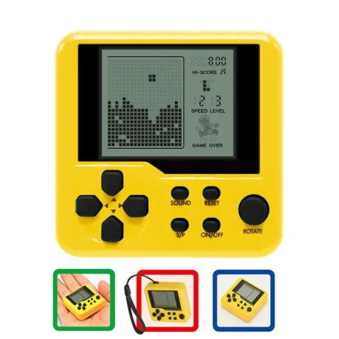 Новая детская портативная игровая консоль Tetris желтый, белый, красный, зеленый, синий портативные мини-игры портативные игрушки