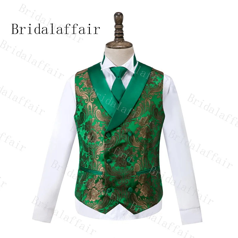 Bridalaffair блестящий зеленый золотой цветок Свадебный костюм жениха 3 шт смокинг для мужчин свадебные костюмы Лучший мужской костюм