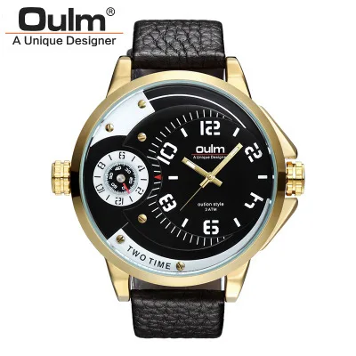 

Oulm Men Large Dial Multi-Movement Accurate Travel Time Quartz Watch Outdoor Casual Cool Wrist