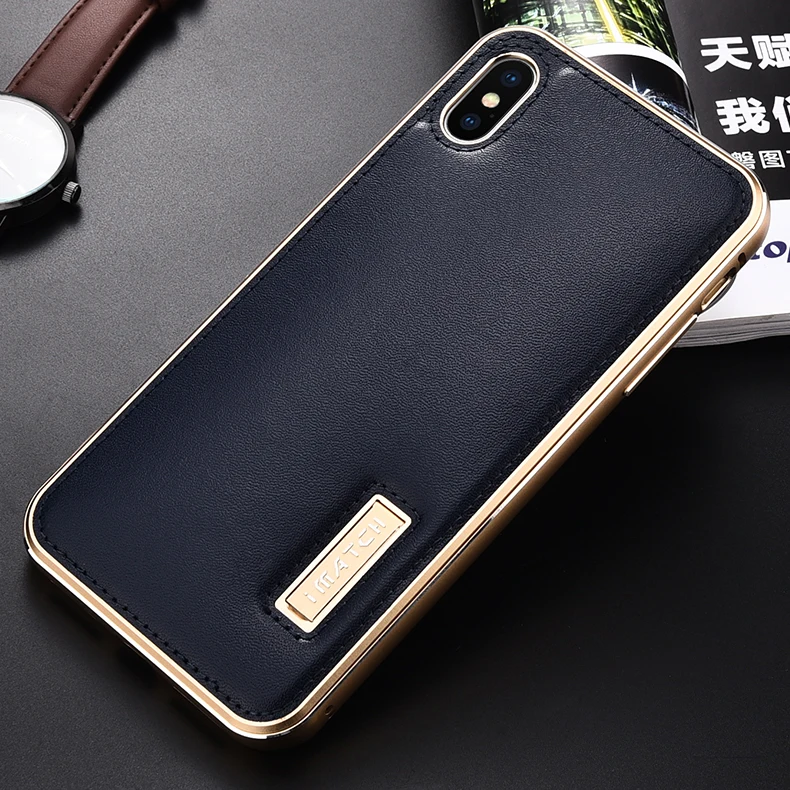 Металлический чехол-накладка для iPhone XS MAX, чехол из натуральной кожи для iPhone X XS MAX XR, Алюминиевый металлический бампер, задняя крышка для телефона