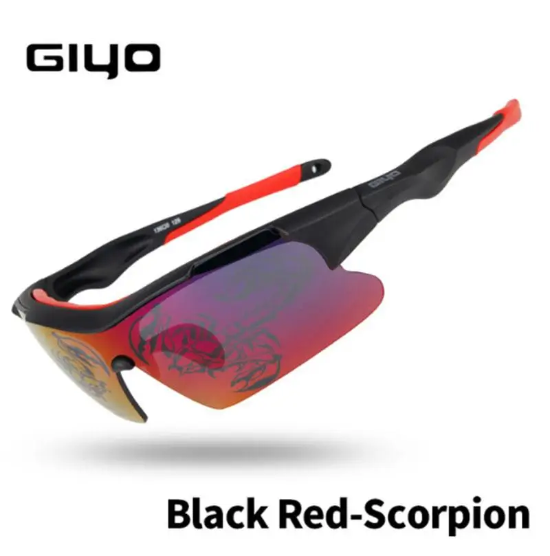 GIYO поляризованные велосипедные очки UV400 Защита объектива MTB дорожный велосипед Спорт на открытом воздухе велосипедные солнцезащитные очки, снаряжение для велосипедистов - Цвет: Black Red Scorpion