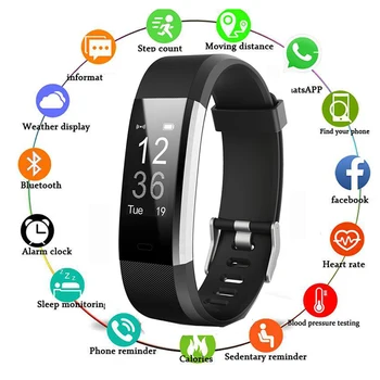 

Smart Bracelet Band Waterproof Fitness Tracker Heart Rate Sports WatchTracker Record Smart Blood Pressure Wristband Watch Women