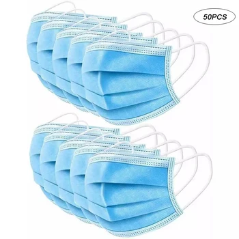 

50Pcs Disposable Masks 3-layer Non-Woven Masks Dust Mouth Face Mask Protection Soft Protective Mask