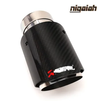

3 OUTPUT sizes Car-styling Car Bright Glossy Carbon Fiber Exhaust End Pipes Single Muffler Tips
