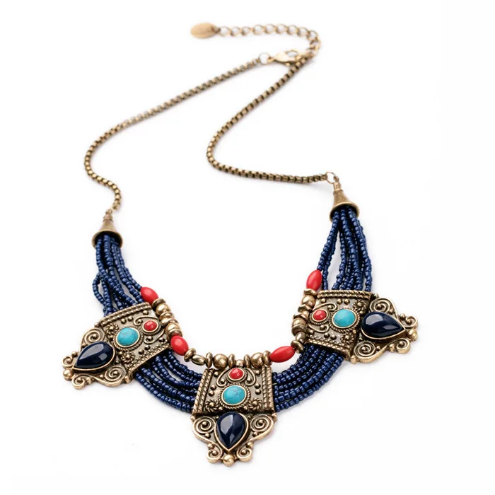 

Europe And America Big Brand Accessories Cool Ethnic-Style Multilayer Bead WOMEN'S Necklace Sweater Chain South Korea Exaggerati