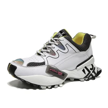 

Fashion Graffiti Platform Women's Shoes Genuine Leather Mesh Casual Shoes 2019 Autumn New Comfortable Breathable Lace Sneakers