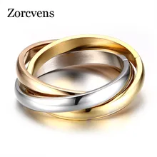 ZORCVENS Classic 3 Rounds Ring Sets mujeres Acero inoxidable boda compromiso mujer dedo joyería(China)