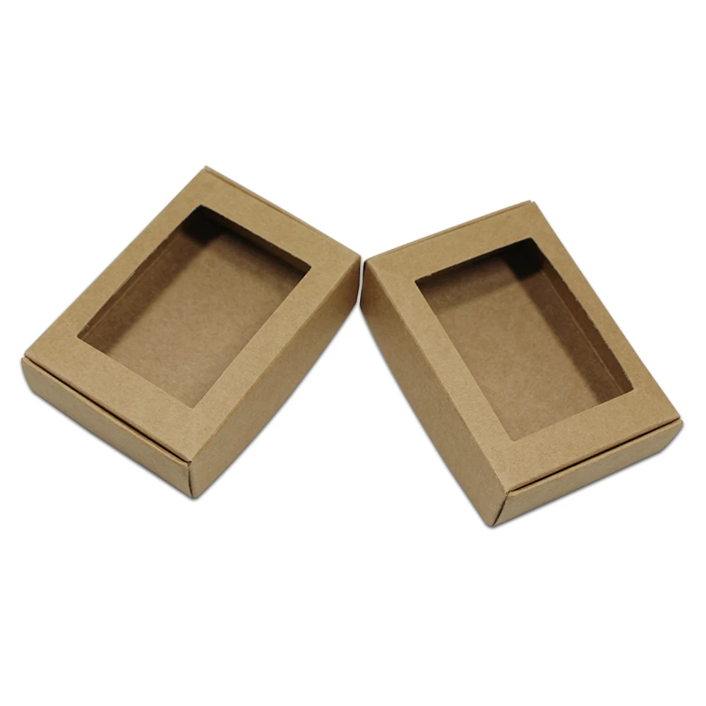 

30Pcs/lot 9.4*6.2*3cm Pure Brown Carton Board Packaging Box Party Favor Gifts Crafts Display Kraft Paper Box with/without Hollow