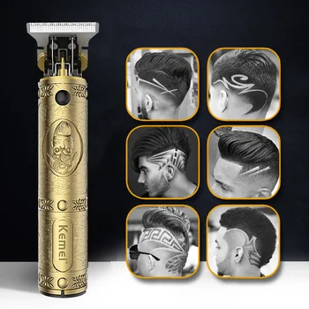 

Retro Bronze Hair Cutter Man Beard Shaver Professional Hair Clipper Male Electric Hair Trimmer Hollow Carved Design USB Charge