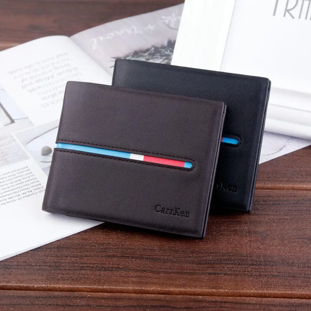 New PU Leather Short Wallet For Men Credit Card Holders Coin Purse Vintage Male Clutch Bags Black Man Small Money Bag