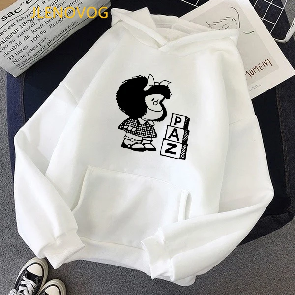 Damen Hoodie Cartoon PAZ Mafalda Oder QUIERO Cafe Printed Damen Grafik Sweatshirt Harajuku Lustige Hoody Bluse Top Drop Shipping 26