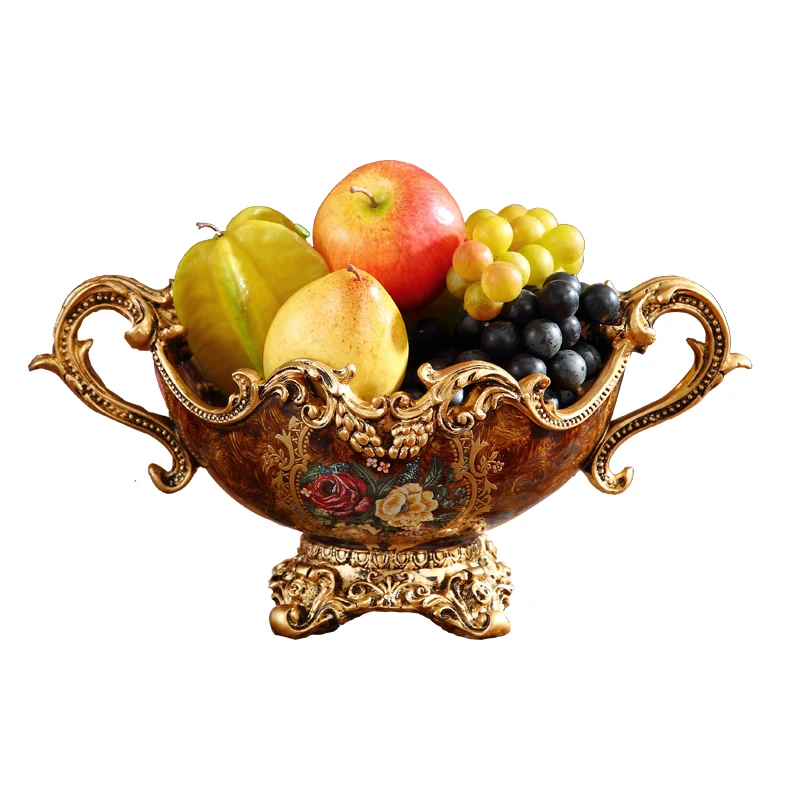 ^Cheap European luxury fruit dish fruit bowl tea center plate with a handle dry fruit decorated living room coffee table