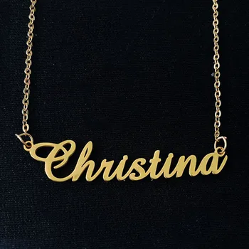 

2020 Customized Stainless Steel Name Necklace Cursive Dainty Customized Necklace Script Name Jewelry Custom Word Children Name