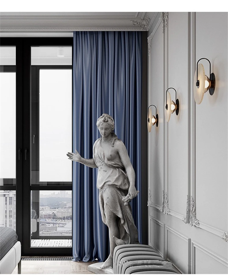 Luz da Parede de Mármore Redonda Nordic Minimalista Lâmpada Cabeceira Retro Quarto Estudo Sala Estar Pano Fundo Decorativo Lâmpadas Parede Hogar 25cm 8 nordic minimalista lâmpada cabeceira retro quarto estudo