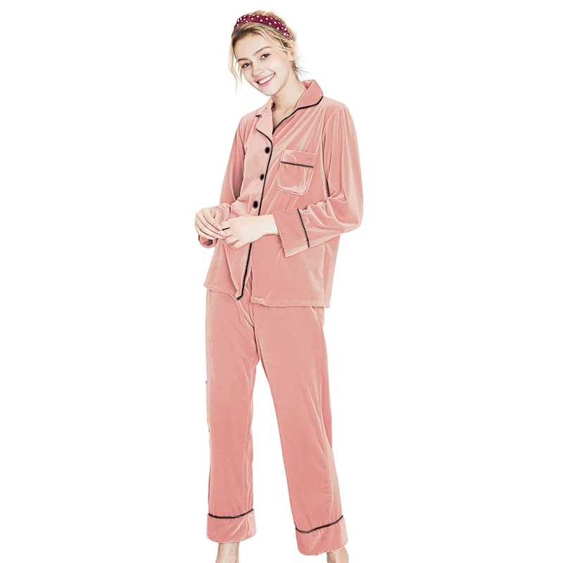 pink YAO TING pijamas women sleepwear soft winter Keep warm night suit pyjamas women cotton home clothes loungewear women - Цвет: pink