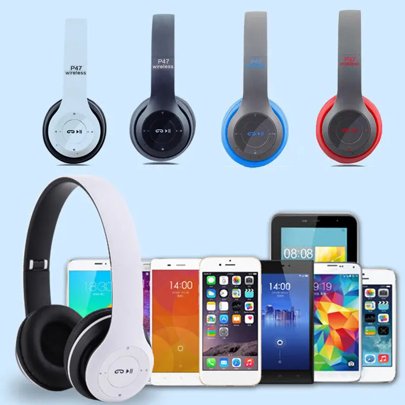 9D HIFI Stereo Foldable Wireless Headphones Bluetooth Headset with mic support SD card For mobile xiaomi iphone sumsamg tablet