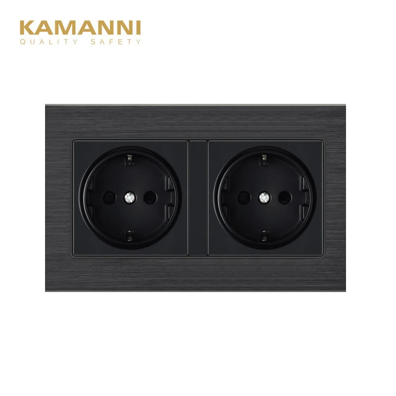 

Luxury lighting control Light Switch On / Off Aluminum panel 110~250V EU FR socket Wall Button Switch Interruptor key