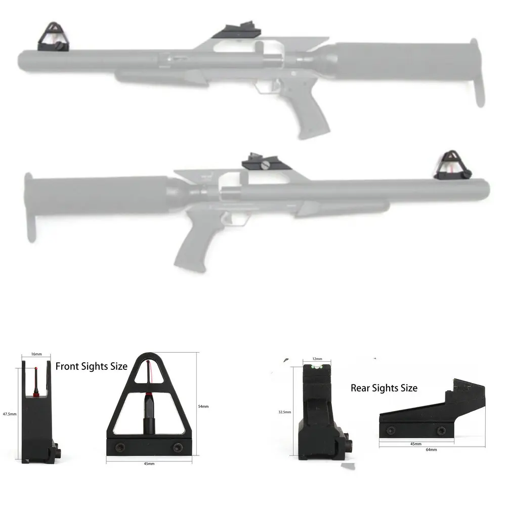 

ohhunt Adjustable Quick detachable Fiber Optic Open Front Rear Sights for Dovetail 3/8 Inch 11mm Rail Mount Airgun Sight Set