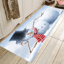 Коралловый флис, Рождественский ковер, нескользящий ковер с принтом снеговика, Мягкий моющийся коврик для пола, коврик для дома, декор для гостиной