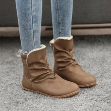 Женская прогулочная обувь из искусственной кожи; женские ботильоны; женские теплые зимние ботинки; женские ботинки; Уличная обувь на плоской подошве; кроссовки; Размеры 35-43