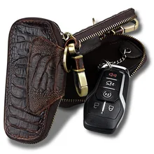 Ретро Натуральная сумка из воловьей кожи для ключей, органайзер с крокодиловым узором для ключей, автомобильный держатель для ключей, роскошная сумка для ключей из воловьей кожи