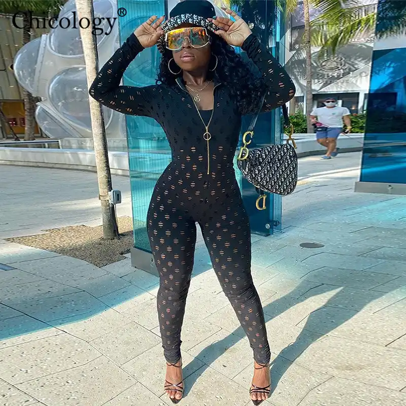 Chicologyファッション穴ワンピース長袖セクシーなパーティークラブ服誕生日ボディコン女性冬秋服 Aliexpress